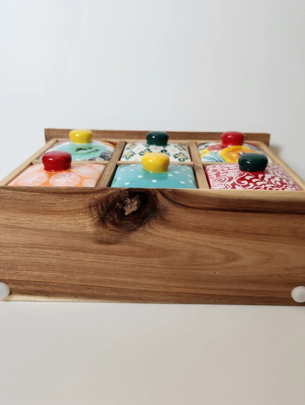 The Pioneer Woman Spice And Tea 6 Floral Ceramic Drawer Wooden - Picture 3 of 11